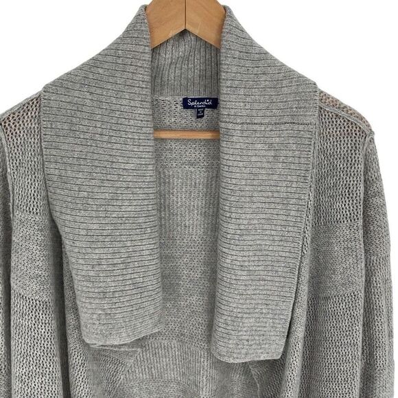 Splendid Womens Knit Ribbed Collar‎ Open Front Cardigan Sweater Light Gray Sz XS - Picture 2 of 7